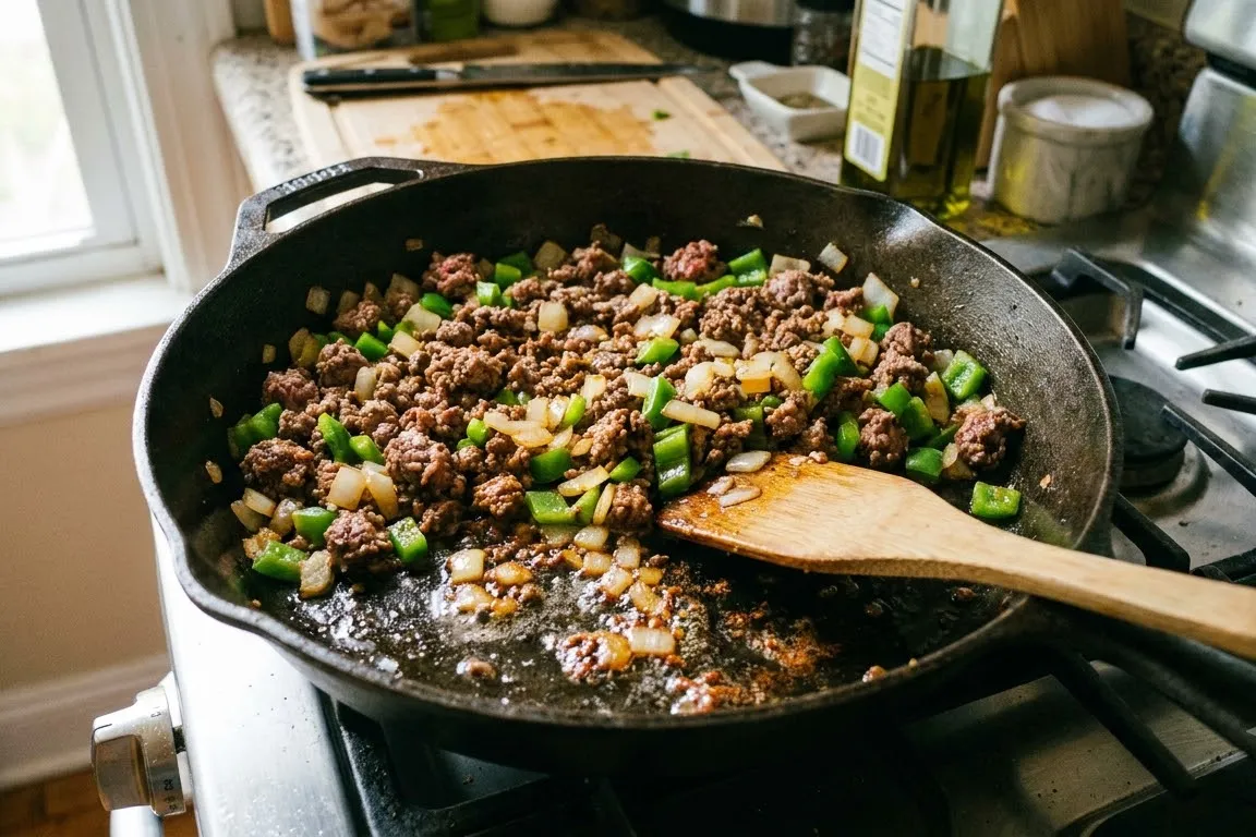 Step 2 - Cheesy Beef Taco Filling