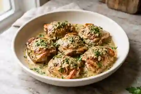 Creamy Garlic Chicken Thighs view 1